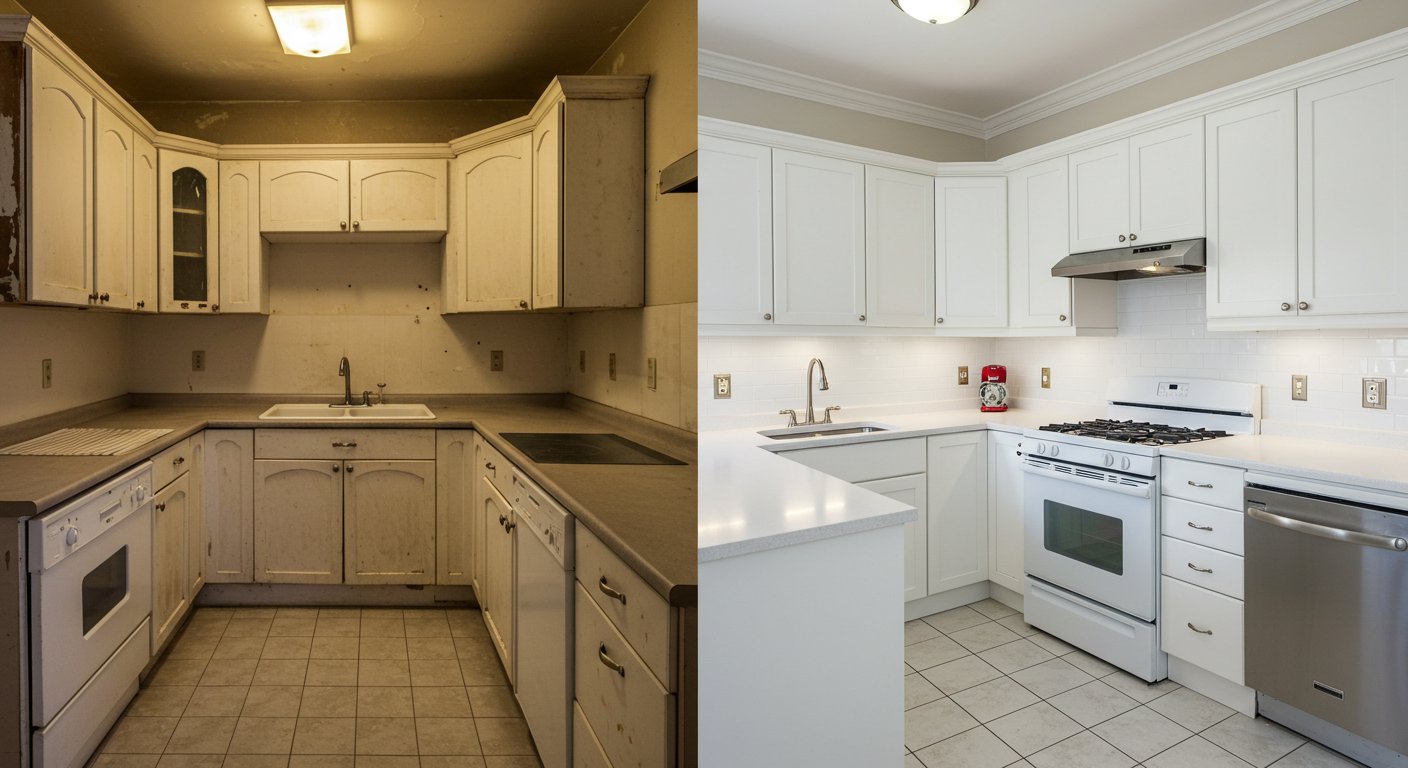 Kitchen remodel before and after